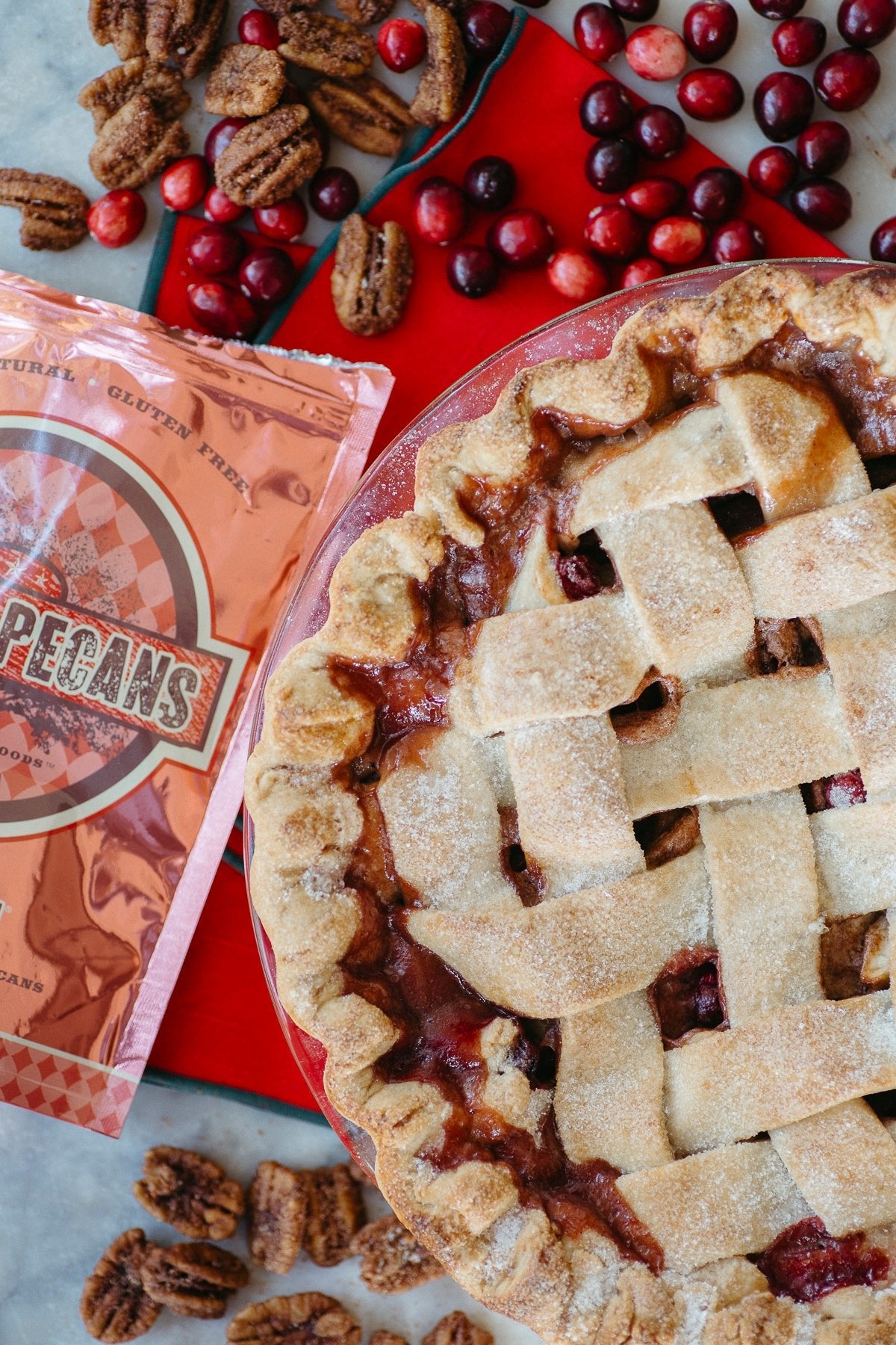 Apple Cranberry Pie with Cinnamon Pecans - Killer Pecans