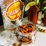 Original Spice Pecans 24 oz Rectangle Tin tied with Ribbon - Killer Pecans