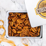 Original Spice Pecans 24 oz Rectangle Tin tied with Ribbon - Killer Pecans