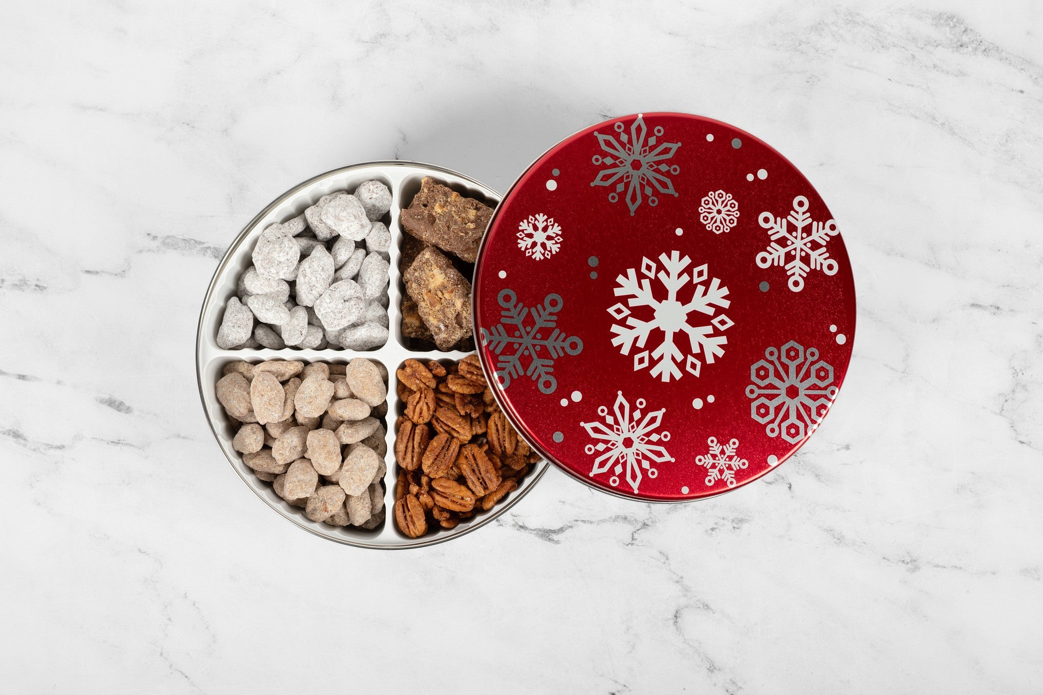 Red Snowflake Four Flavor Holiday Tin - Killer Pecans