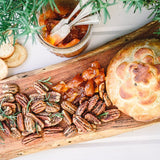 Rosemary Pecans 24 oz Rectangle Tin tied with Ribbon - Killer Pecans
