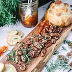 Rosemary Pecans 24 oz Rectangle Tin tied with Ribbon - Killer Pecans
