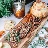 Rosemary Pecans 24 oz Rectangle Tin tied with Ribbon - Killer Pecans