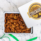 Smokin' Pecans 24 oz Rectangle Tin tied with Ribbon - Killer Pecans