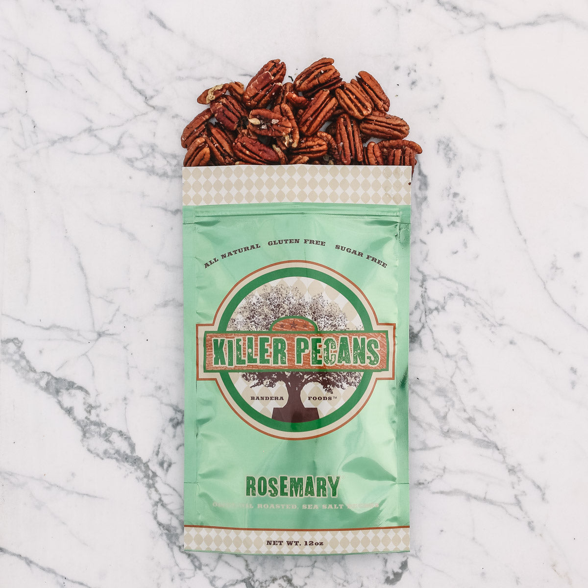 roasted pecans, extra virgin olive oil, rosemary, sea salt 12oz bag