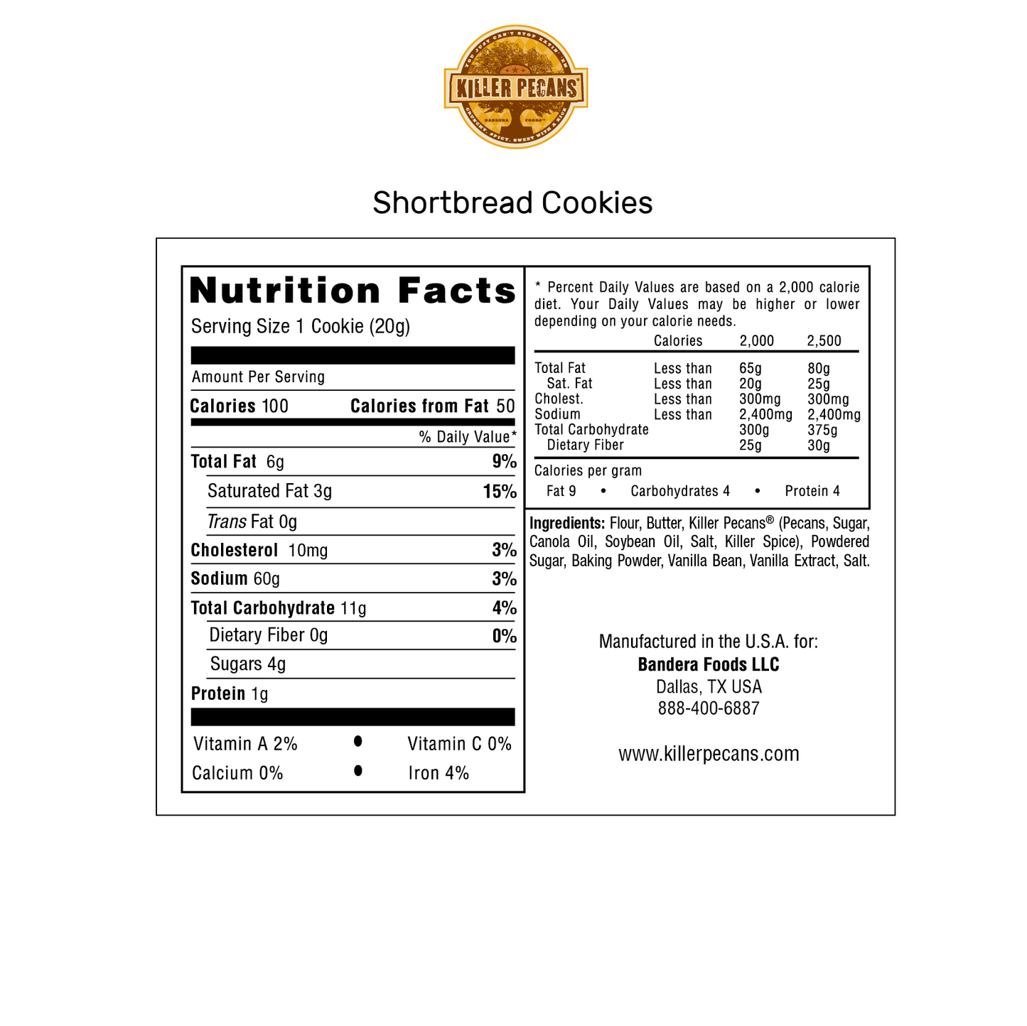 Killer Pecan Shortbread Cookies 2 Dozen Tin