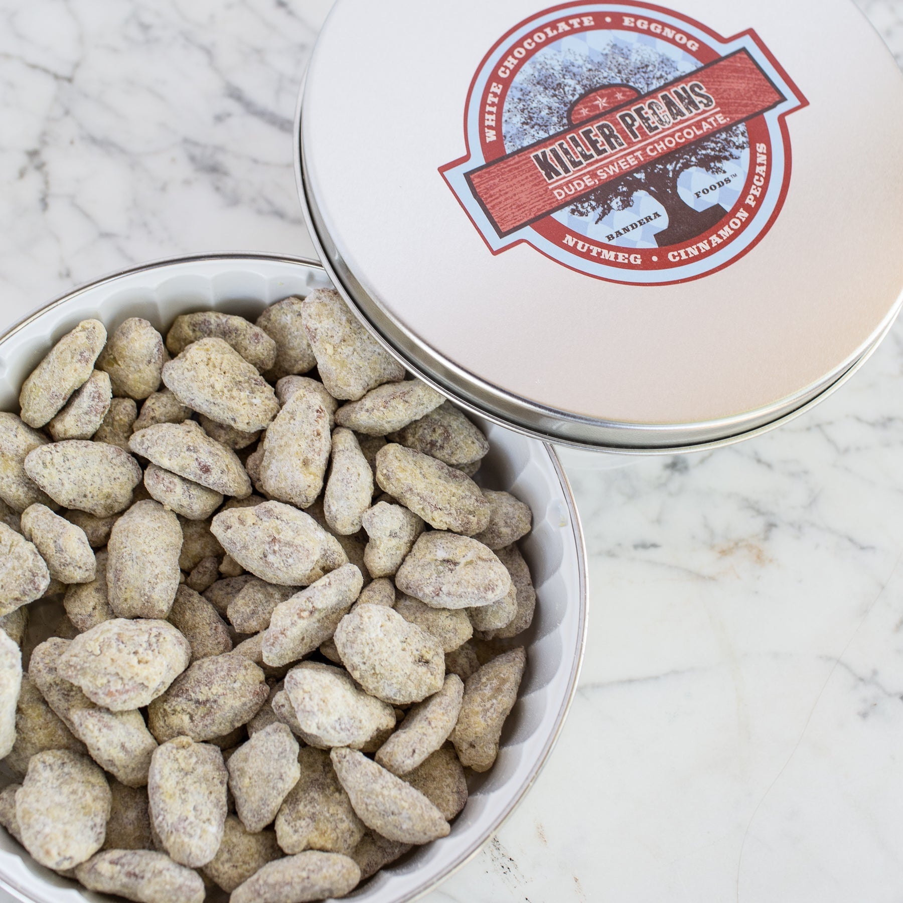 Cinnamon Eggnog Pecans 10 oz tin - Killer Pecans