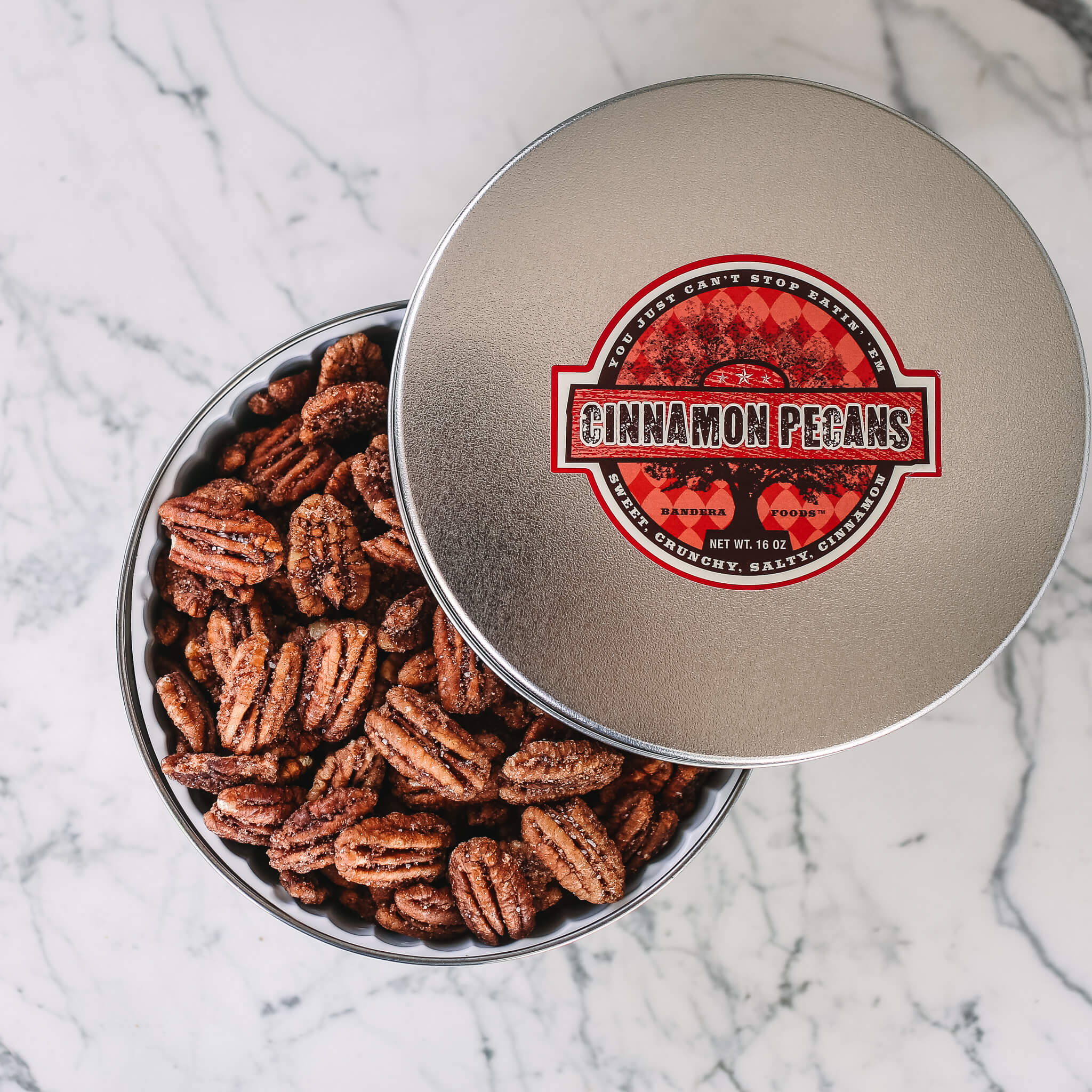 Cinnamon Pecans 12 qty 16 oz Tin - Wholesale - Killer Pecans