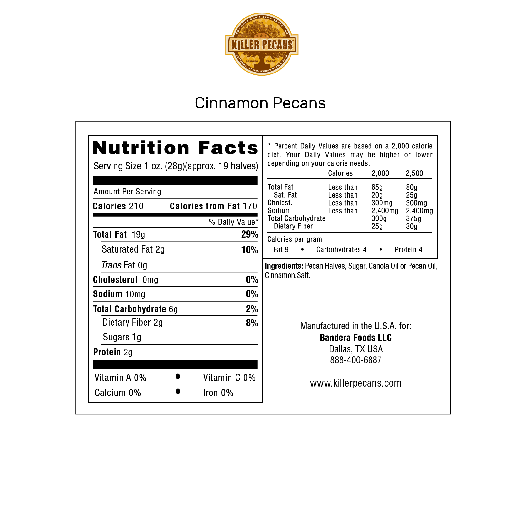 Cinnamon Pecans 20 qty 4 oz Bag - Wholesale - Killer Pecans