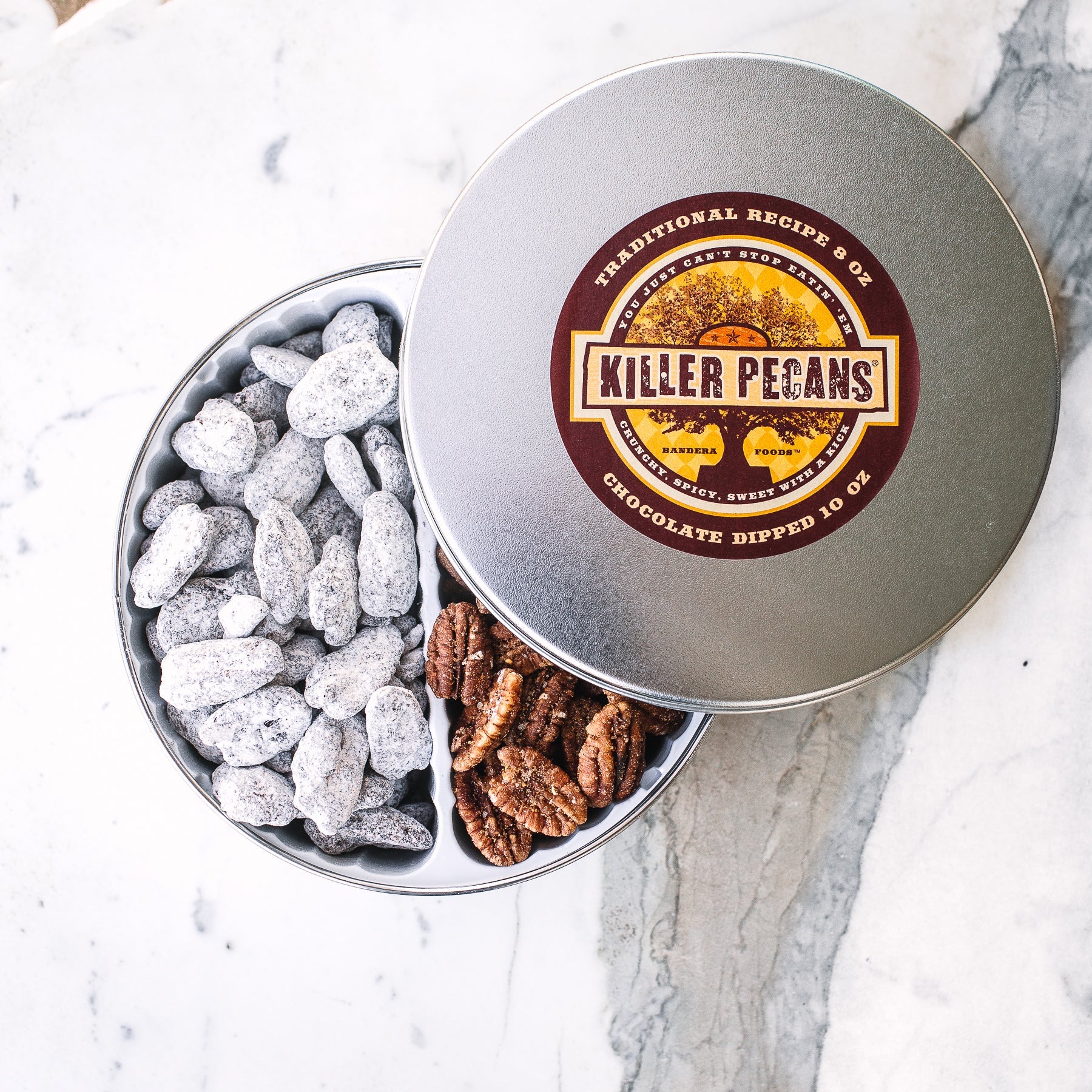 Duo Tin - Dark Chocolate Dynamite and Original Spice Pecans - Killer Pecans