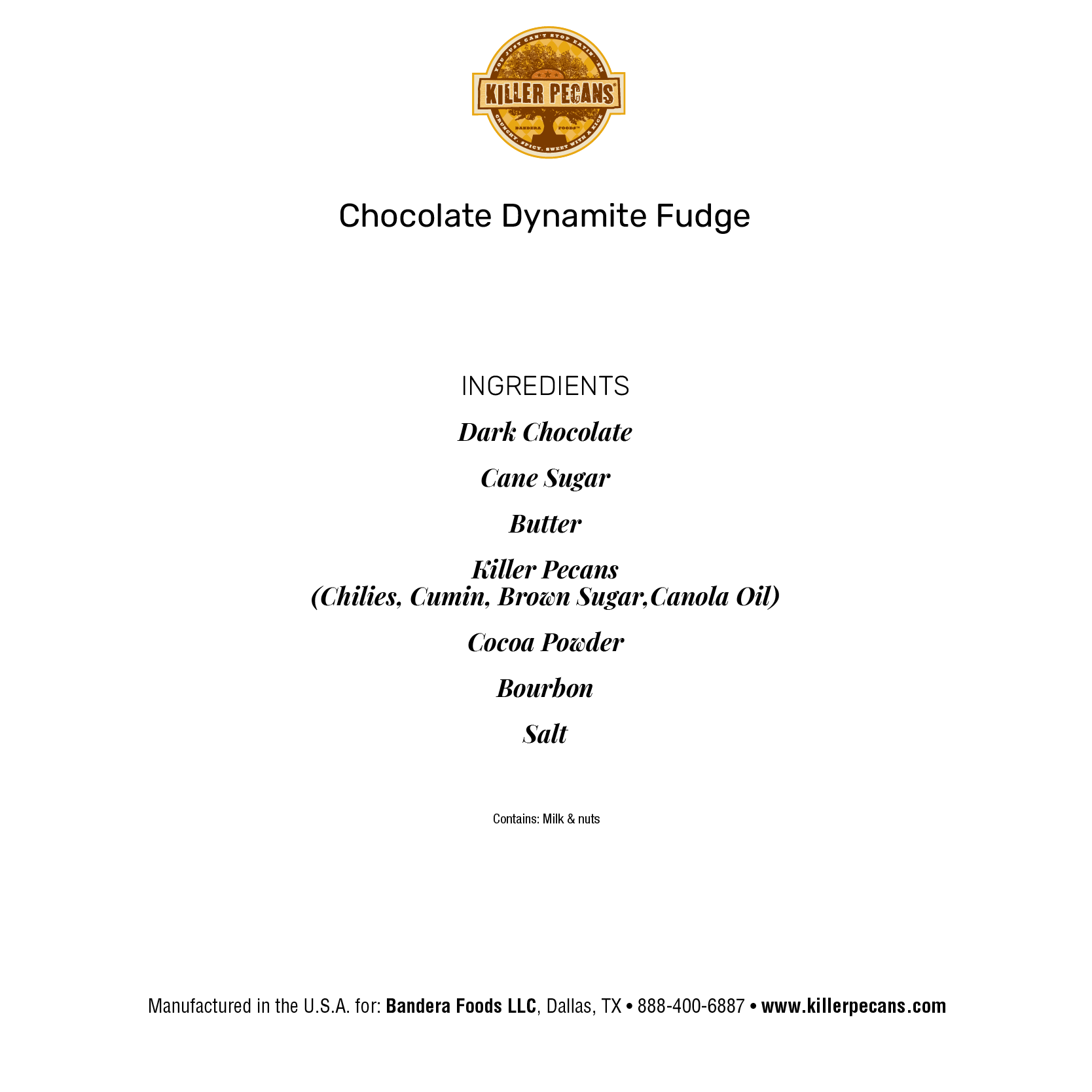 Killer Pecan Chocolate Dynamite Fudge - Killer Pecans