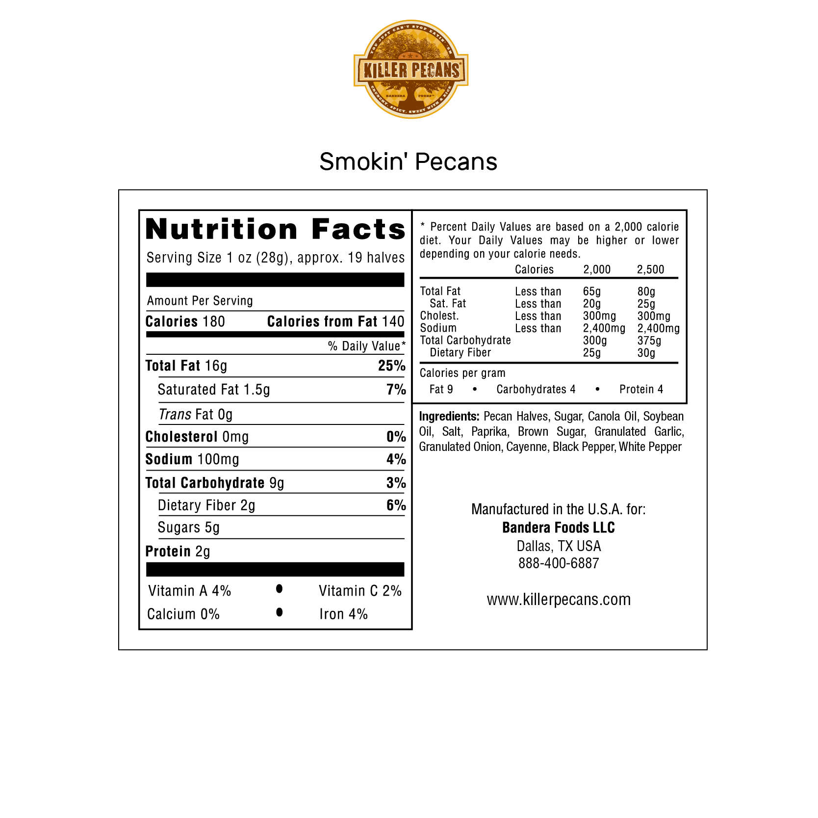 Smokin' Pecans 4 oz Bag - Killer Pecans